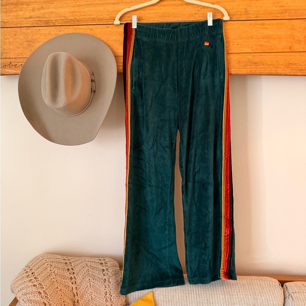 Aviator Nation Velour Wide Leg Sweatpants